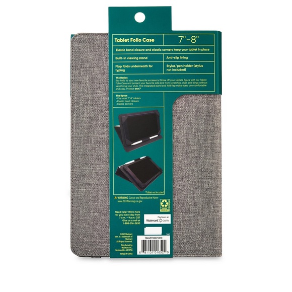 🆕 Tablet Folio Case for Most 7" - 8" Tablets, Gray - Picture 2 of 6